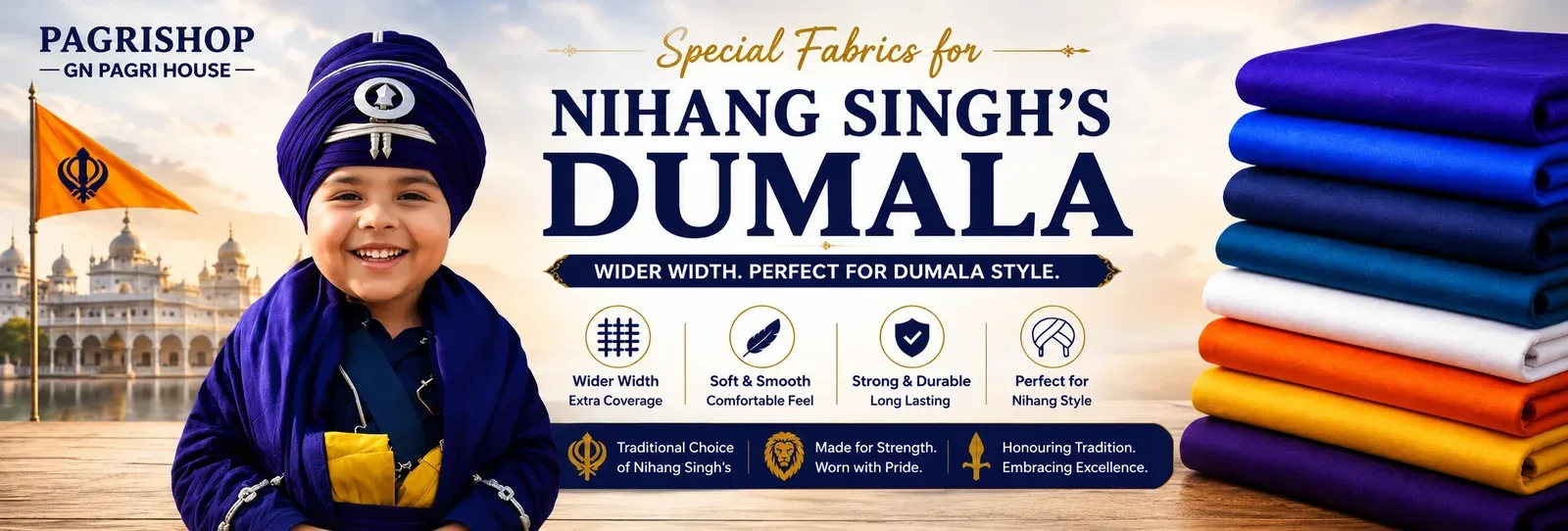 Nihang Singh F74 Dumala Sahib Pure Cotton Fabric - GN Pagri House Amritsar